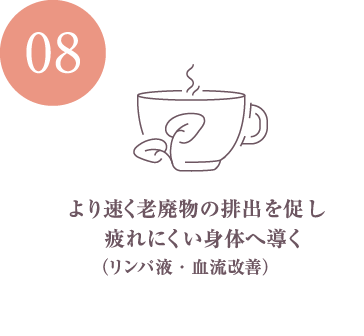 より速く老廃物の排出を促し疲れにくい身体へ導く（リンパ液・血流改善）